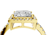 Yellow gold Princess Cut Diamond Halo Ring with Pavé Band and Four-Prong Setting_11