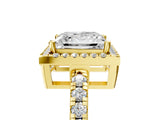 Yellow gold Princess Cut Diamond Halo Ring with Pavé Band and Four-Prong Setting_12