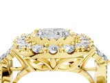 Yellow gold Princess Cut Diamond Halo Ring with Pavé Band and Four-Prong Setting_45