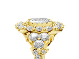 Yellow gold Princess Cut Diamond Halo Ring with Pavé Band and Four-Prong Setting_46