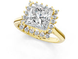 Yellow gold Princess Cut Diamond Halo Ring with Solitaire Band and Prong Setting_90