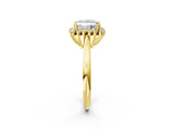 Yellow gold Princess Cut Diamond Halo Ring with Solitaire Band and Prong Setting_91