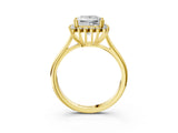 Yellow gold Princess Cut Diamond Halo Ring with Solitaire Band and Prong Setting_92
