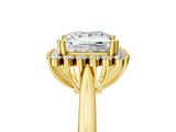 Yellow gold Princess Cut Diamond Halo Ring with Solitaire Band and Prong Setting_94