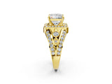 Yellow gold Princess Cut Diamond Halo Ring with Split Shank and Bezel Accents and Four-Prong Setting_15