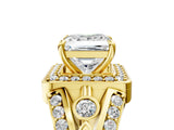 Yellow gold Princess Cut Diamond Halo Ring with Split Shank and Bezel Accents and Four-Prong Setting_18