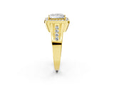 Yellow gold Princess Cut Diamond Halo Ring with Split Shank and Bezel Accents and Prong Setting_12