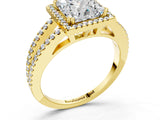 Yellow gold Princess Cut Diamond Halo Split Shank Engagement Ring_54