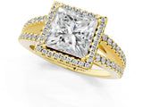Yellow gold Princess Cut Diamond Halo Split Shank Engagement Ring_55