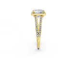 Yellow gold Princess Cut Diamond Halo Split Shank Engagement Ring_56