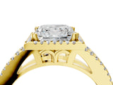 Yellow gold Princess Cut Diamond Halo Split Shank Engagement Ring_58