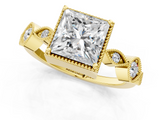 Yellow gold Princess Cut Diamond Milgrain Marquise Band with Prong Setting_4