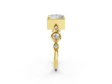 Yellow gold Princess Cut Diamond Milgrain Marquise Band with Prong Setting_5