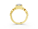 Yellow gold Princess Cut Diamond Milgrain Marquise Band with Prong Setting_6