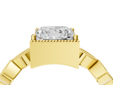 Yellow gold Princess Cut Diamond Milgrain Marquise Band with Prong Setting_7