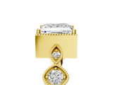 Yellow gold Princess Cut Diamond Milgrain Marquise Band with Prong Setting_8