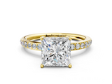 Yellow gold Princess Cut Diamond Pavé Band Ring with Four-Prong Setting_36