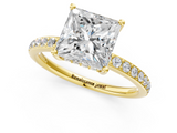 Yellow gold Princess Cut Diamond Pavé Band Ring with Four-Prong Setting_37