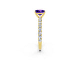 Yellow gold Princess Cut Diamond Pavé Band Solitaire Ring with Prong Setting_2