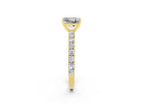 Yellow gold Princess Cut Diamond Pavé Band Solitaire Ring with Prong Setting_2