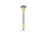 Yellow gold Princess Cut Diamond Pavé Band Solitaire Ring with Prong Setting_2