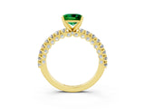 Yellow gold Princess Cut Diamond Pavé Band Solitaire Ring with Prong Setting_3