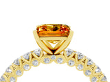 Yellow gold Princess Cut Diamond Pavé Band Solitaire Ring with Prong Setting_4