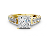 Yellow gold Princess Cut Diamond Pavé Band Solitaire with Four-Prong Setting_25