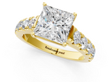 Yellow gold Princess Cut Diamond Pavé Band Solitaire with Four-Prong Setting_26