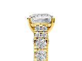 Yellow gold Princess Cut Diamond Pavé Band Solitaire with Four-Prong Setting_26