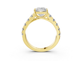 Yellow gold Princess Cut Diamond Pavé Band Solitaire with Four-Prong Setting_28
