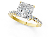 Yellow gold Princess Cut Diamond Pavé Band Solitaire with Four-Prong Setting_5