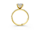 Yellow gold Princess Cut Diamond Pavé Band Solitaire with Four-Prong Setting_7