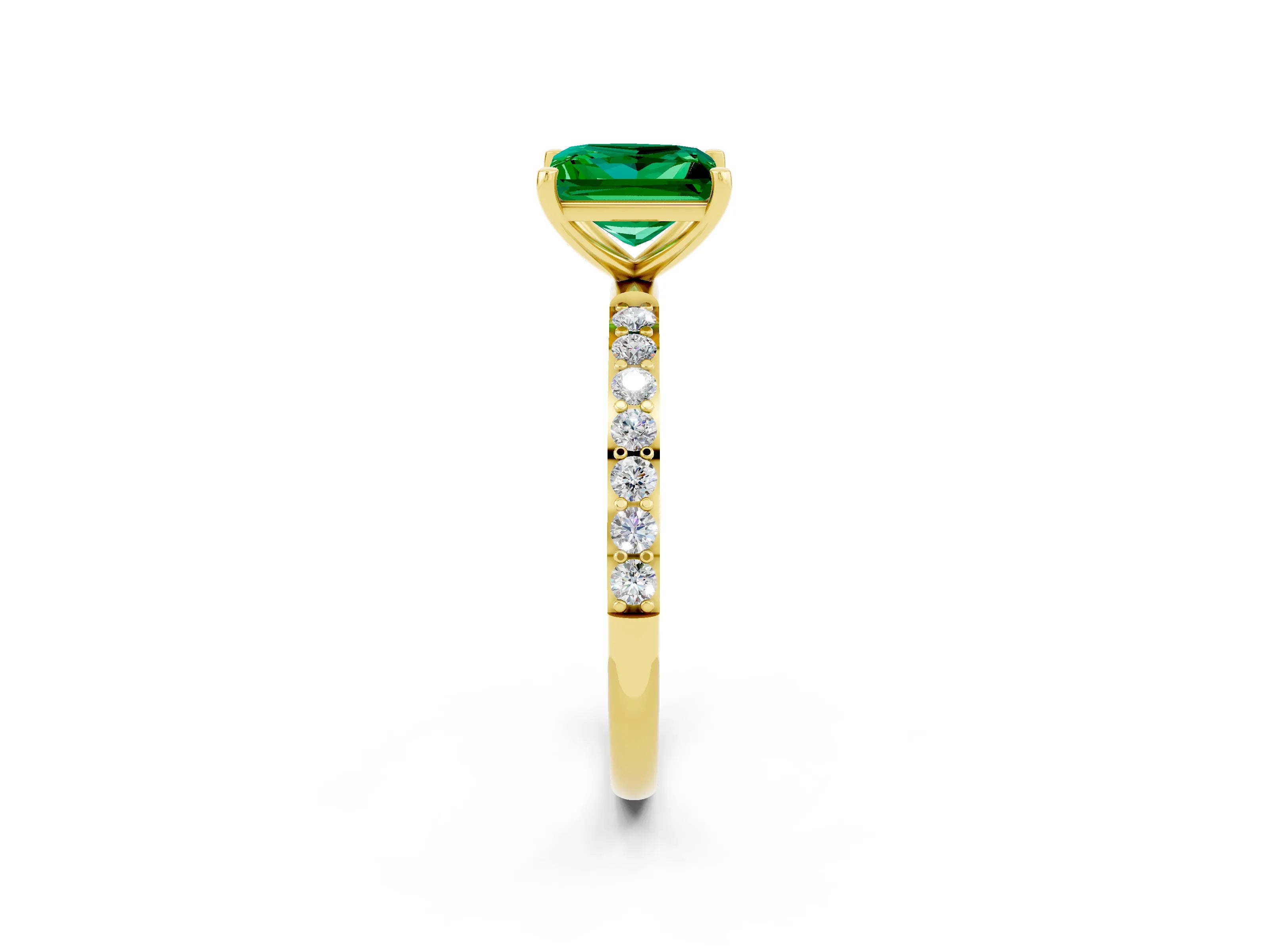 Yellow gold Princess Cut Diamond Pavé Band with Six-Prong Setting_2