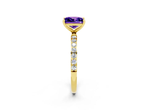 Yellow gold Princess Cut Diamond Pavé Band with Six-Prong Setting_2