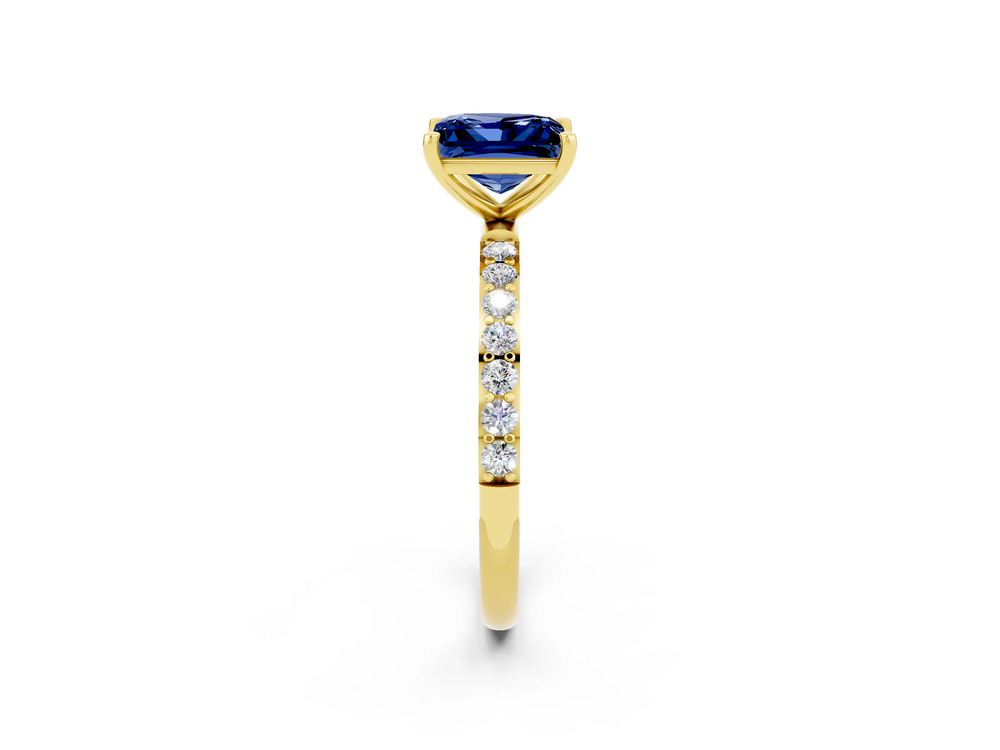 Yellow gold Princess Cut Diamond Pavé Band with Six-Prong Setting_2