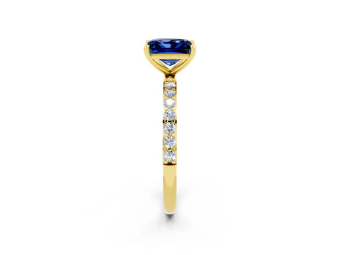 Yellow gold Princess Cut Diamond Pavé Band with Six-Prong Setting_2