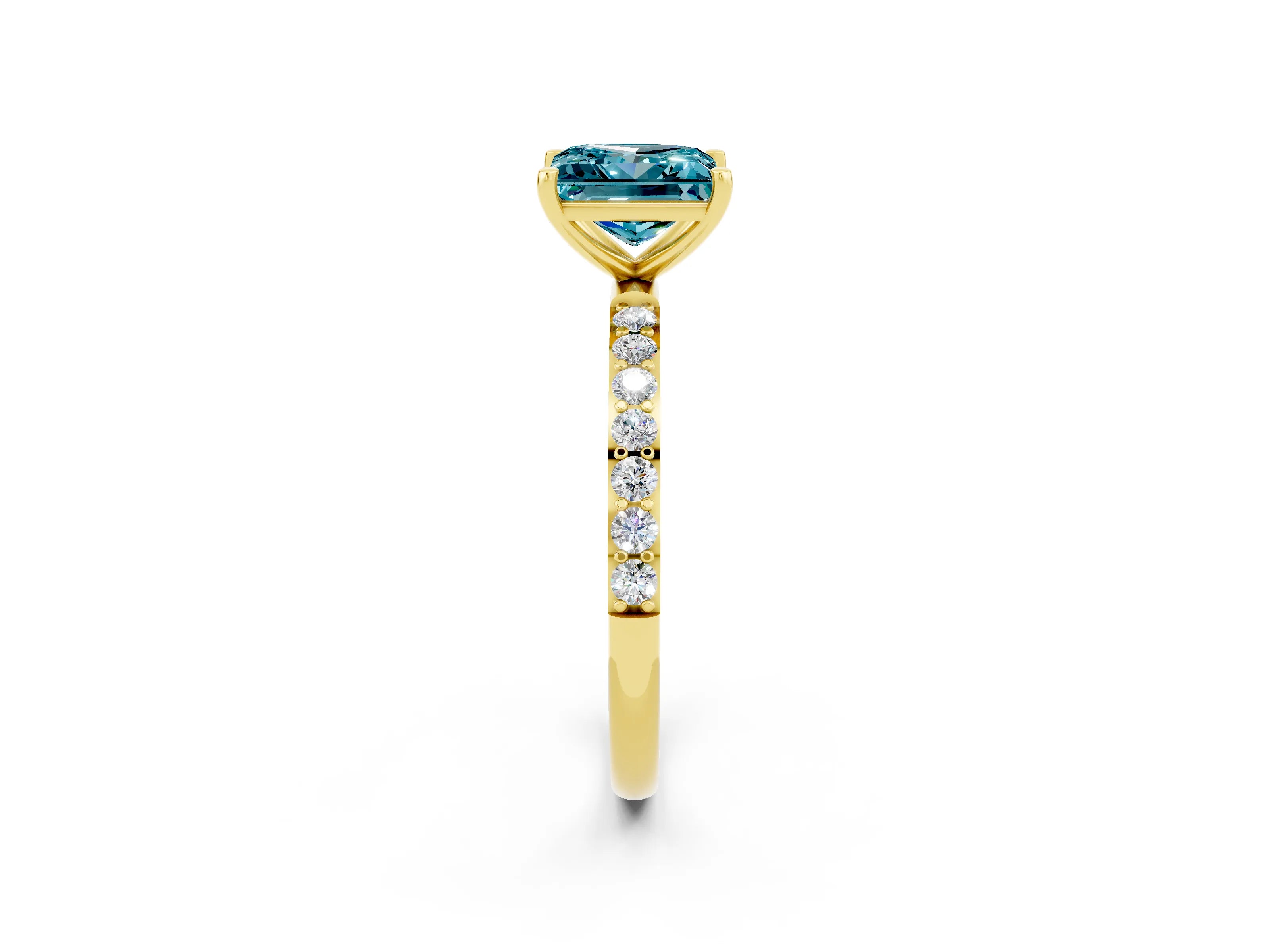 Yellow gold Princess Cut Diamond Pavé Band with Six-Prong Setting_2