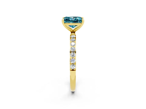 Yellow gold Princess Cut Diamond Pavé Band with Six-Prong Setting_2