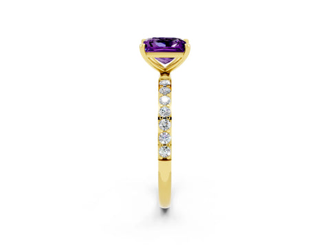 Yellow gold Princess Cut Diamond Pavé Band with Six-Prong Setting_2