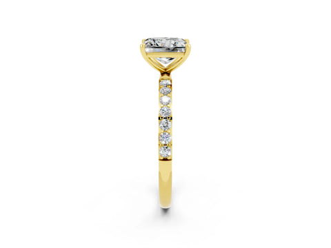 Yellow gold Princess Cut Diamond Pavé Band with Six-Prong Setting_2
