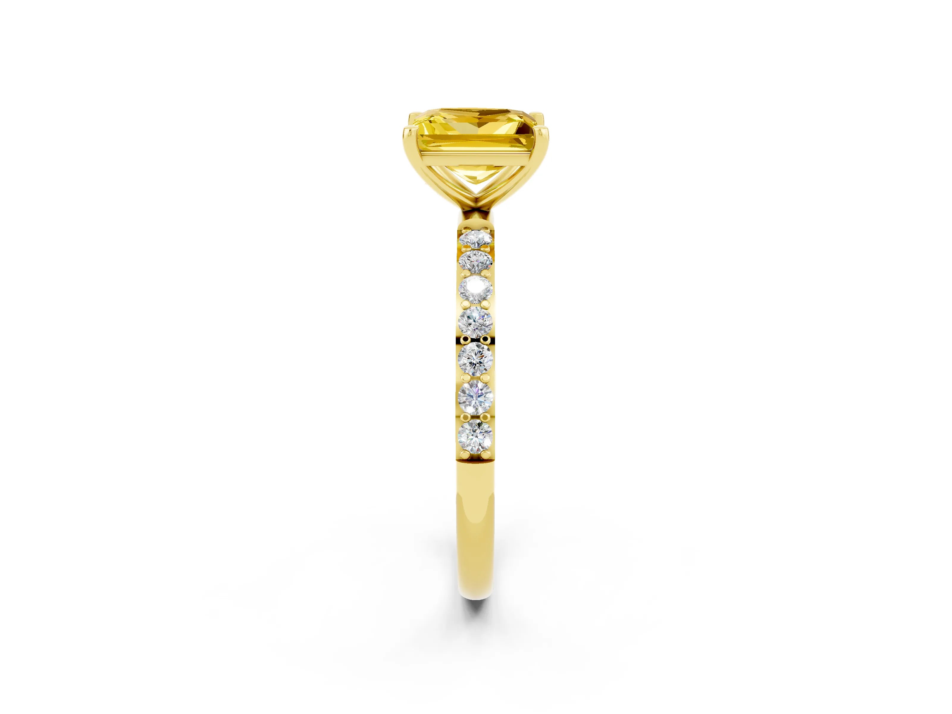 Yellow gold Princess Cut Diamond Pavé Band with Six-Prong Setting_2