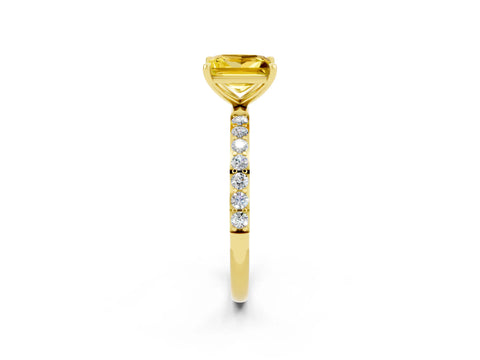 Yellow gold Princess Cut Diamond Pavé Band with Six-Prong Setting_2