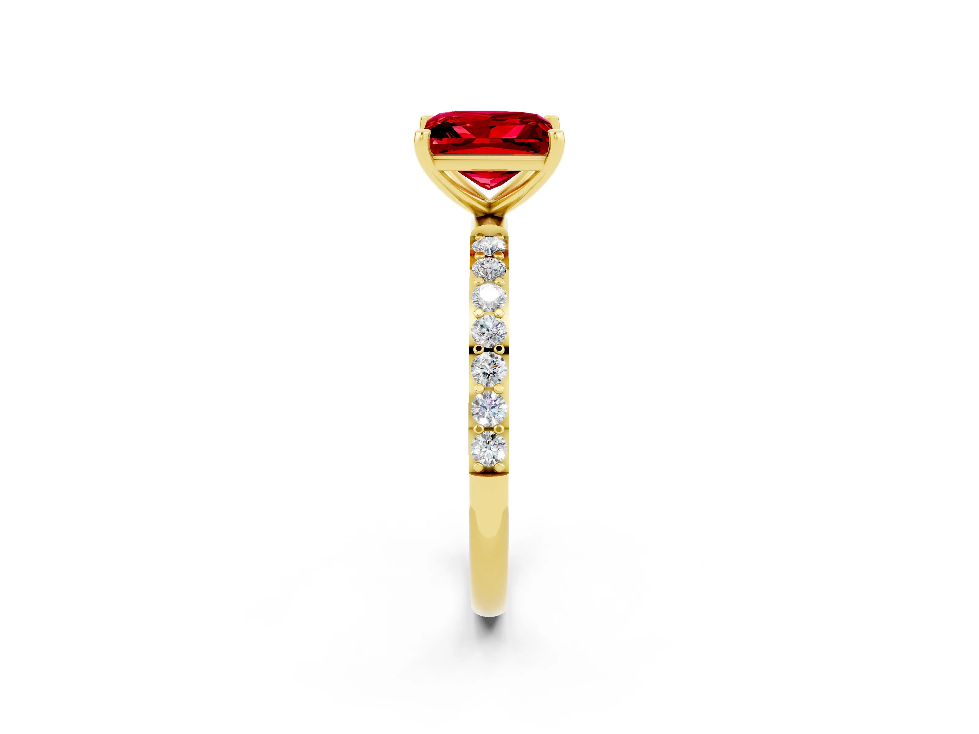 Yellow gold Princess Cut Diamond Pavé Band with Six-Prong Setting_2