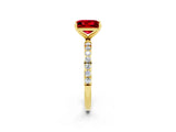 Yellow gold Princess Cut Diamond Pavé Band with Six-Prong Setting_2