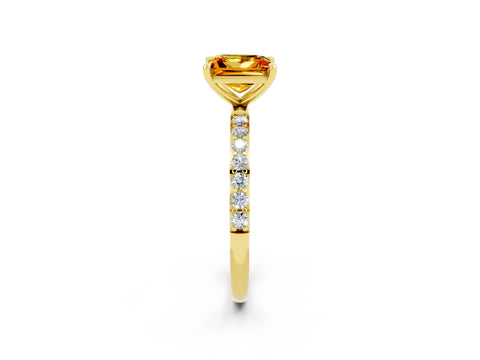 Yellow gold Princess Cut Diamond Pavé Band with Six-Prong Setting_2