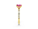 Yellow gold Princess Cut Diamond Pavé Band with Six-Prong Setting_2