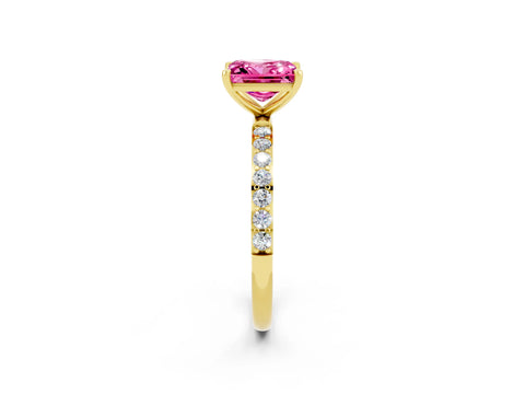 Yellow gold Princess Cut Diamond Pavé Band with Six-Prong Setting_2