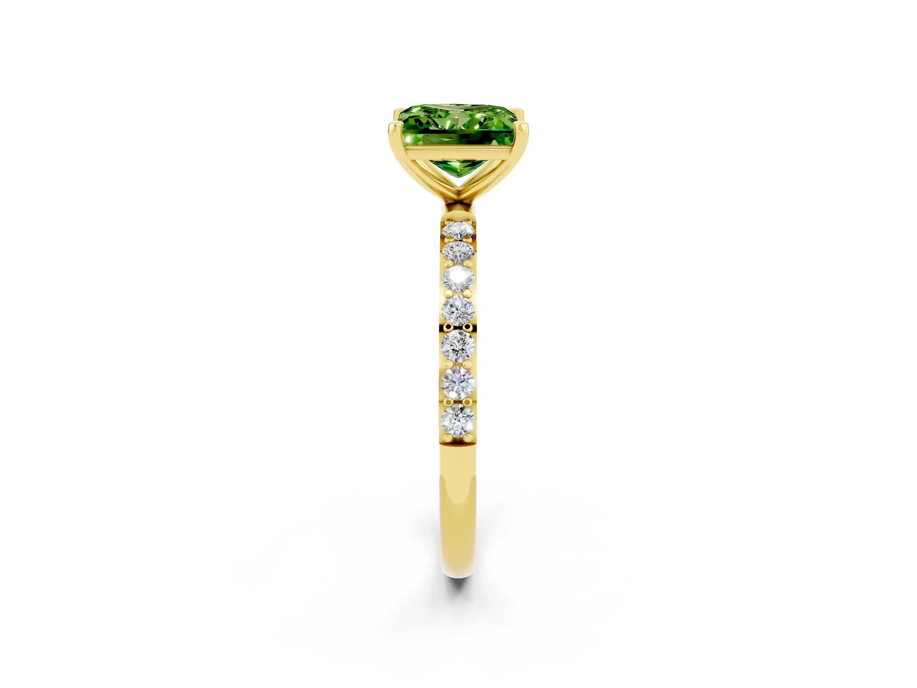 Yellow gold Princess Cut Diamond Pavé Band with Six-Prong Setting_2