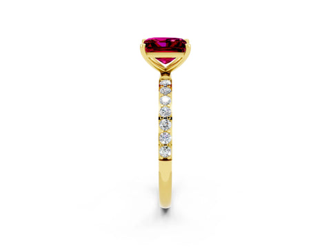 Yellow gold Princess Cut Diamond Pavé Band with Six-Prong Setting_2